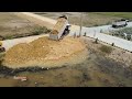 Full Video Team Work Heavy dump truck unloading soil Filling/Stronger Dozer Pushing soil Fill Land