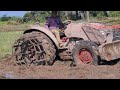 Kubota Plowing Field Mud, Tractor Kubota Working, Farmer In Cambodia #EP269