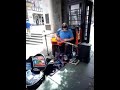 Slide blues street musician, Charing Cross Tube Station, 11 July 2019