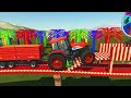 MINI & BIG POLICE TRACTOR & TRAILER vs PORTAL TRAP! CARROT TRANSPORTING - PARKOUR COLORS! ! FS22