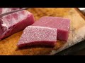 Japanese Food - GIANT BLUEFIN TUNA FISH CUTTING Sashimi Bowl Tokyo Japan