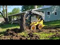 Quick attach stump bucket in action