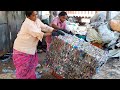 Waste plastic bottles recycle process plant | Women's are empowered with pet bottle crushing machine