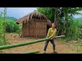Single mother, 17 years old - 3 months pregnant, cleaning the garden and making bamboo gates