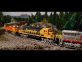 A Southern Pacific intermodal train and a Santa Fe OCS in the 90s.