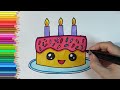 🎂 How to Draw a Beautiful Birthday Cake with Candles | step by step Easy Drawing | painting for kids