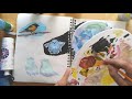 Sketch With Me | Trying to Figure Out my Style with Birds | Pastel Goth Birds ( With Acrylic Paints)