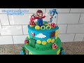 Pastel En Chantilly Y Detalles En Fondant Tres Leches Tematica Mario Bros