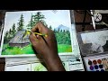 watercolor painting of a cabin in the woods | #watercolour #painting