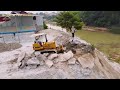 New Project!! dump truck 5-ton Bulldozer ozer KOMATSU D31 Push concrete waste cement in to river