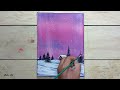Cómo Pintar una AURORA BOREAL Púrpura Rápido Fácil con Acrílico /Pintura Acrílica para PRINCIPIANTES