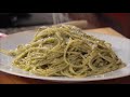 Spaghetti with Basil Pistachio Pesto