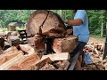 Man Vs. Mountain Of Firewood Rounds