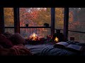 Cozy Cabin Ambience in Autumn Woods 🍁 Piano, Rain & Fireplace for Ultimate Relaxation