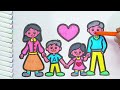 Draw A Picture Of A Happy Family For Children | Coloring Tips for Toddlers & Kids