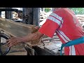 It's amazing that this grand father turned a curved log into something useful.