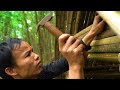 Build Bamboo House In The Forest To Survive During Heavy Rain