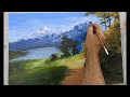 Easy landscape for beginners 👆Mountains and trees landscape acrylic paint