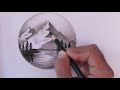 How to draw a simple Mountain scenery/landscape with Charcoal pencil easy tutorial Drawing Lessons