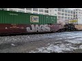 Norfolk southern Intermodal train rolling through . Binghamton NY. 1/23/2021