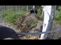 Busting A Beaver Dam!  Mini Bobcat Excavator Mud Stuck Water Creek