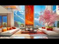 Spring Jazz Apartment 🌸 Soft Jazz Instrumental Music & Fireplace Sounds in Luxury Room to Relax