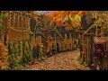 🌾🐓 AUTUMN VILLAGE ASMR Ambience | Wind & Crunchy Leaves, Village Sounds, Horses