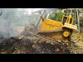 RC Dozer Cleaning up a Old Saw Mill Site with a Big Fire