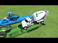 TRANSPORTING EXCAVATOR, CEMENT TRUCK & ROLLER COMPACTOR WITH TRUCK TO GARAGE !! Farming Simulator 22