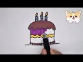 Beautiful Cake Drawing Painting and Coloring For Kids Toddlers. How to Draw a Cute cake🎂