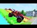 TRANSPORTING PIXAR CARS & FRUITS WITH COLORED & JOHN DEERE vs CLAAS vs TRACTORS  BeamNG.drive