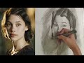 How to draw a woman's face - Loomis method - portrait drawing - charcoal art - Aleezay Da Vinci.