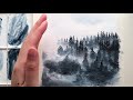 Misty Forest Mountain Watercolour Tutorial