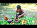 Cooking in the wild - Yummy Cook pork Belly In jungle, Natural Food. #wildlife