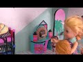 Playing in the new dollhouse ! Elsa and Anna toddlers - lol dolls - pool - surprises
