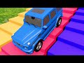 Double Flatbed Trailer Truck vs Speedbumps Train vs Cars  Tractor vs Train Beamng.Drive 06