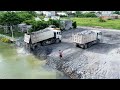 Part 178| This morning, Land Sink! Slide Down Again Repaire Back with Trucks & WheelLoader push rock
