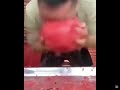 Man eats water melon