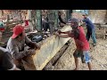 The process of sawing teak wood that shows beauty! See the making of beautiful beams 35x35x7 meters