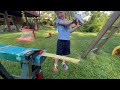 Landscaping race with zero turn, truck, tractor, chainsaw, and weed wacker. Educational | Kid Crew