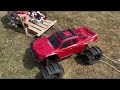 Traxxas x maxx 8s on 6s pulling 8 month old baby! Never let dad watch the kiddo.
