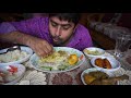 Eating show with sound | eating chicken curry and egg vona with shorse ilish