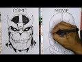 Drawing Thanos Comic Book and Movie Version (Pencil and Ink) #drawing #shortvideo #marvel