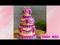 TINY 3 TIERED CAKE with PIPING DETAILS! Cake decorating tutorial.