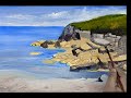 Rocks and Waves Painting is easy for beginners in acrylic/landscape painting