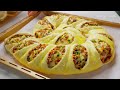 A savory bread that can be made with simple ingredients | Stuffed meat and cheese bread recipe!!