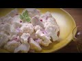 Raw cauliflower salad / cooking video without language barrier / retro film look