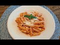 Pasta Penne with Tomato Sauce Garlic and Feta.