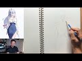 [6.21.24 Friday Night Live Draw] How I Draw Casual Shenhe in Pencil and Ink | 便装申鹤【原神】 | 铅笔画直播