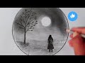 Sketch of nature || Circular Scenery Drawing || #nature #sketch #scenery